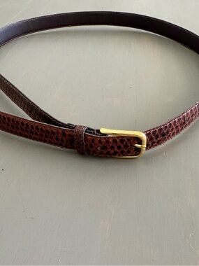 Lady Canterbury Genuine Snakeskin Belt 34 Burgundy Brown Vtg Mob-wife Old-Money